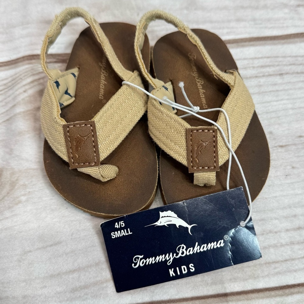 Tommy Bahama Kids Flip Flop Thong Sandals  Elastic Ankle Strap Baby Toddler 4-5